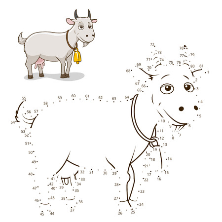 Connect the dots to draw game goat vector illustrationのイラスト素材