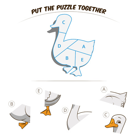 Puzzle game for chldren goose cartoon colorful vector illustrationのイラスト素材