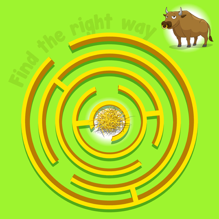 Game labyrinth find a way bull vector illustrationのイラスト素材