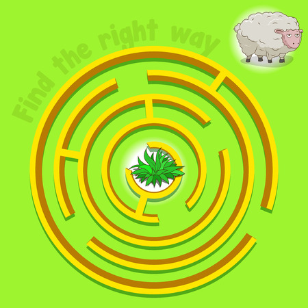 Game labyrinth find a way sheep vector illustrationのイラスト素材