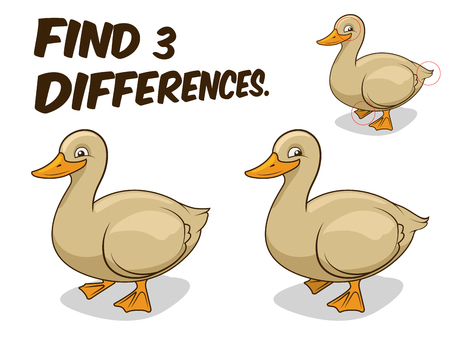 Find differences game duck cartoon colorful vector illustrationのイラスト素材