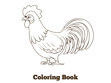 Coloring book rooster cartoon educational  vector  illustrationのイラスト素材