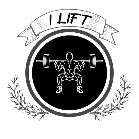 Fitness   emblem hand drawn vector illustrationのイラスト素材