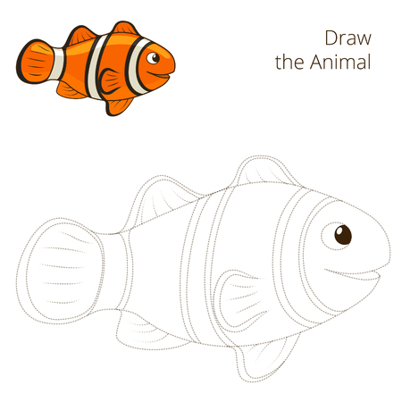 Draw the fish animal clownfish educational game vector illustrationのイラスト素材
