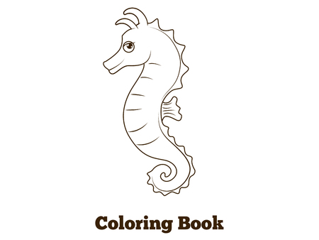Coloring book sea horse fish cartoon vector  educational illustrationのイラスト素材