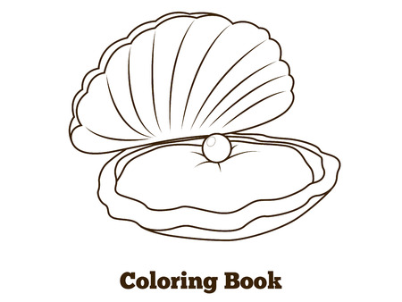 Coloring book oyster fish cartoon vector educational illustrationのイラスト素材