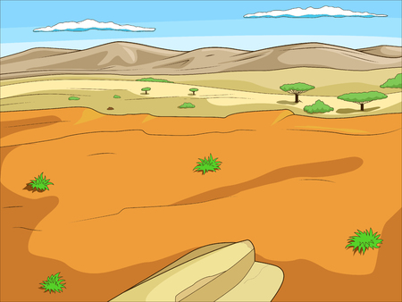 Educational game for children African savannah background cartoon colorful vector illustrationのイラスト素材