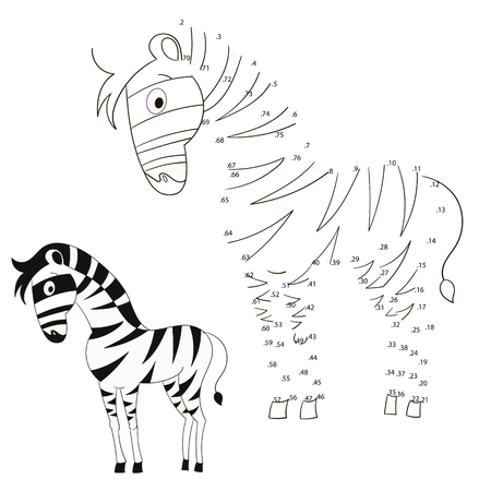 Connect the dots game zebra vector illustration cartoon doodle hand drawnのイラスト素材