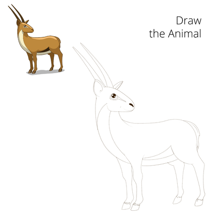 Draw animal gazelle educational game cartoon colorful vector illustrationのイラスト素材