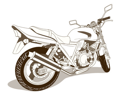 Motorbike thin lines with shadows emblem vector illustrationのイラスト素材