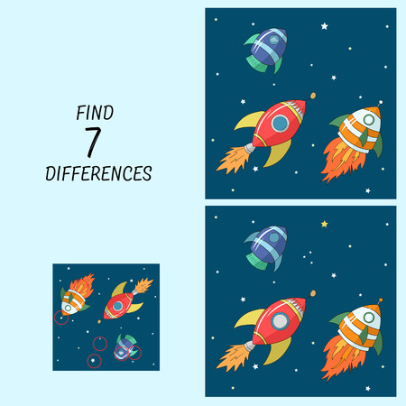 Educational game for children find the differences  hand drawn cartoon doodle vector illustrationのイラスト素材
