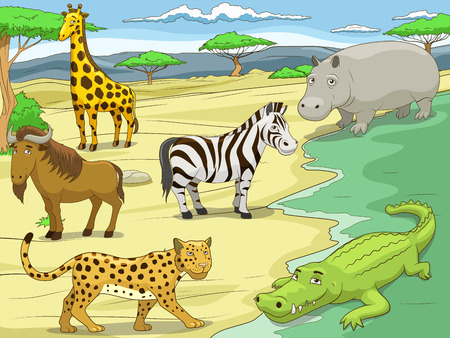 Educational game for children African savannah animals vector illustrationのイラスト素材