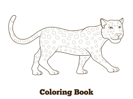 Coloring book leopard african savannah animal cartoon vector illustration for childrenのイラスト素材