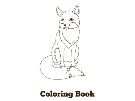 Coloring book forest animal fox cartoon for children vector illustrationのイラスト素材