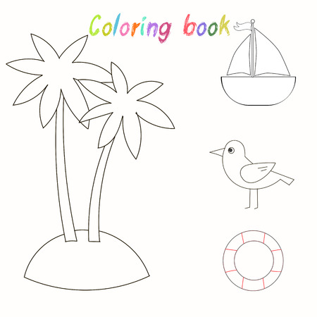 Coloring book for children cartoon doodle hand drawn vector illustrationのイラスト素材