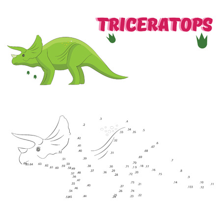 Educational game for children connect the dots to draw dinosaur vector illustrationのイラスト素材