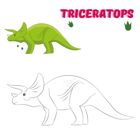Educational game for children coloring book  dinosaur cartoon doodle hand drawn vector illustrationのイラスト素材