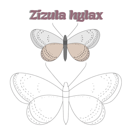 Educational game for children connect the dots to draw butterfly cartoon doodle hand drawn vector illustrationのイラスト素材