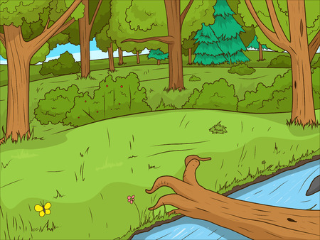 Forest cartoon educational game colorful vector llustrationのイラスト素材