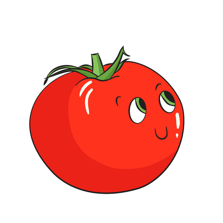 Vegetable tomato cartoon doodle hand drawn vector illustrationのイラスト素材