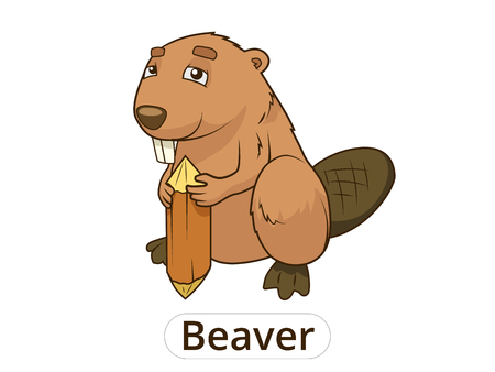 Forest animal beaver cartoon for children vector illustrationのイラスト素材