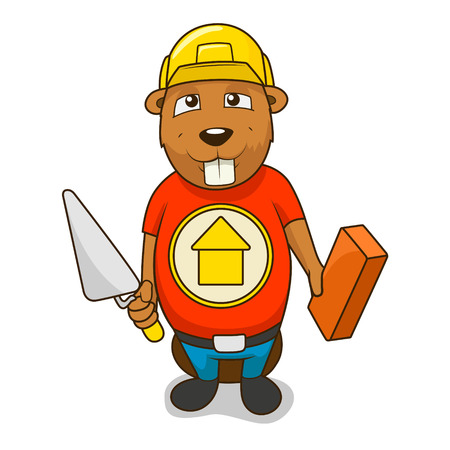 Beaver builder colorful cartoon character vector illustrationのイラスト素材