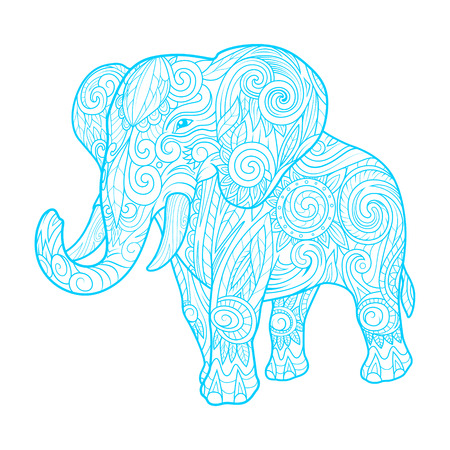Elephant ornament ethnic abstract tattoo design. Vector illustrationのイラスト素材