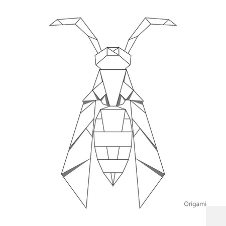 Origami paper wasp  hand drawn minimalistic vector illustrationのイラスト素材