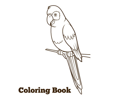 Parrot cartoon coloring book hand drawn vector illustrationのイラスト素材
