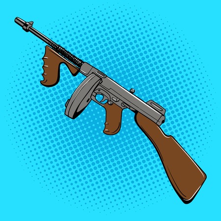 Automatic gun retro comic book style pop art illustrationのイラスト素材