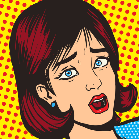Girl scream pop art style vector illustration. Comic book imitation. Retro styleのイラスト素材