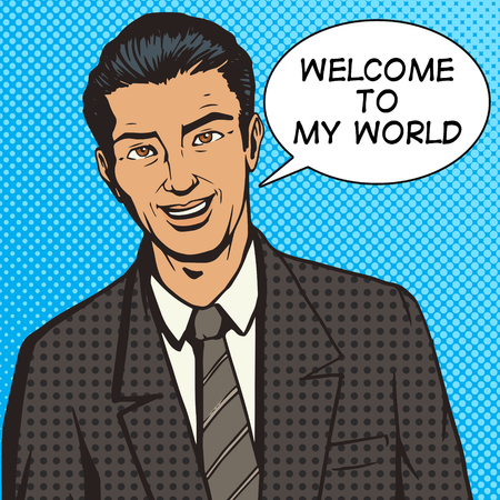 Successful businessman pop art style vector illustration. Comic book style imitation.のイラスト素材