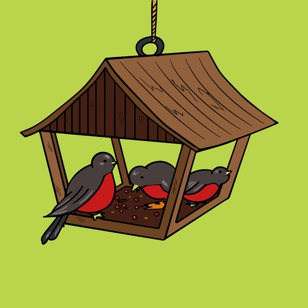 Bird feeder pop art style vector illustration. Comic book style imitationのイラスト素材