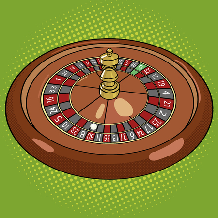 Roulette in casino pop art style vector illustration. Comic book style imitation. Vintage retro style. Conceptual illustrationのイラスト素材
