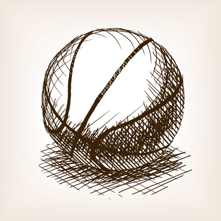 Basketball sketch style vector illustration. Old engraving imitation. Basketball ball hand drawn sketch imitation.のイラスト素材