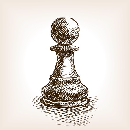 Pawn sketch style vector illustration. Old hand drawn engraving imitation. Vintage object illustrationのイラスト素材