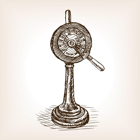 Engine order telegraph sketch style vector illustration. Old hand drawn engraving imitation.のイラスト素材