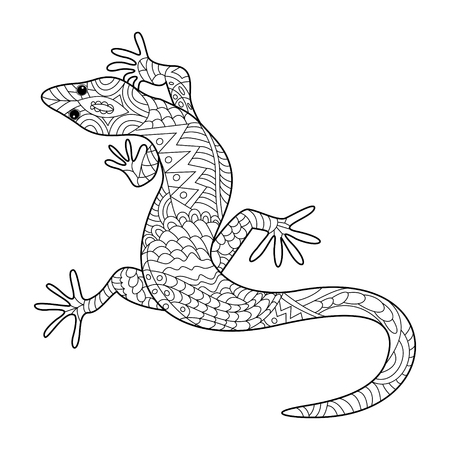 Lizard coloring book for adults vector illustration.のイラスト素材