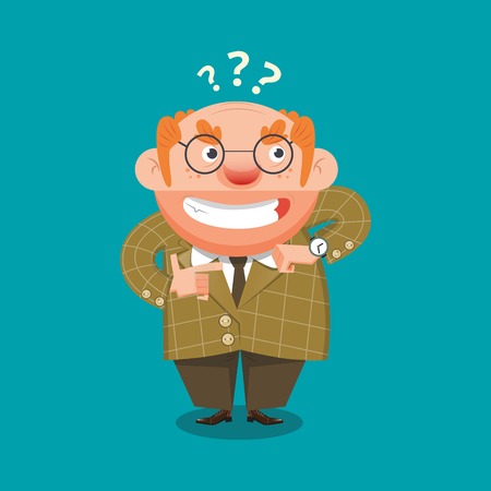 Angry boss shows time. Cartoon colorful vector illustrationのイラスト素材