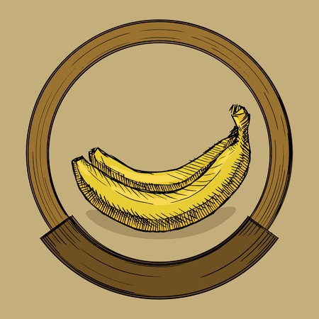 Label for banana jam. Hand drawn sketch style vector illustrationのイラスト素材