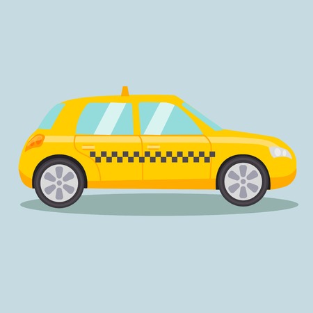 Taxi yellow car. Cartoon colorful vector illustrationのイラスト素材