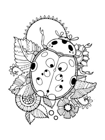 Ladybug coloring book vector illustrationのイラスト素材
