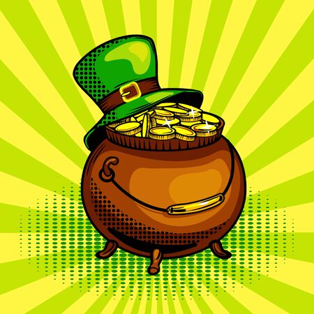Pot of gold pop art vector illustration.のイラスト素材
