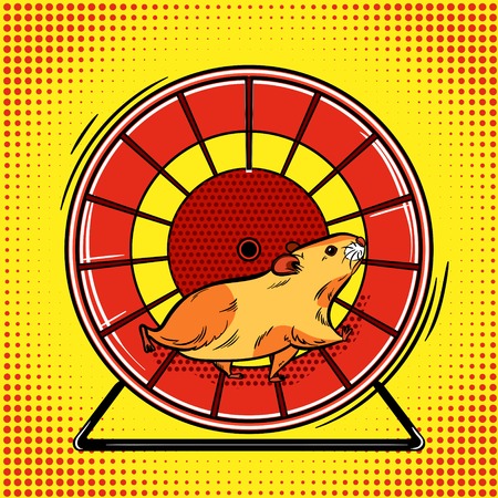 Hamster in the wheel pop art vector illustrationのイラスト素材