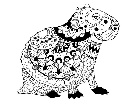 Capybara coloring book vector illustrationのイラスト素材
