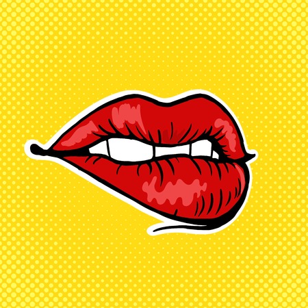 Female lips pop art style vector illustrationのイラスト素材