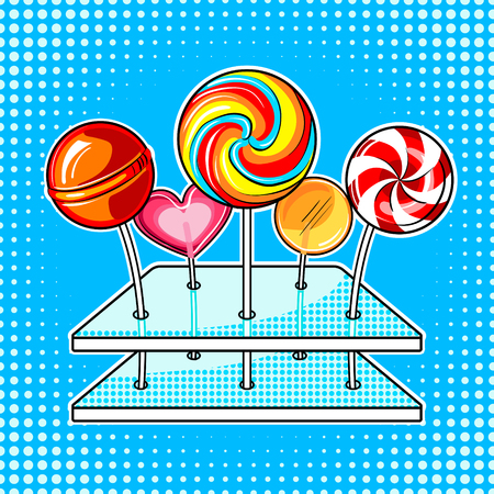 Lollipops pop art vector illustrationのイラスト素材