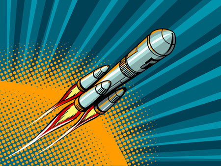 Rocket in space comic book style vectorのイラスト素材