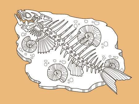 Skeleton of fish fashion vector illustrationのイラスト素材