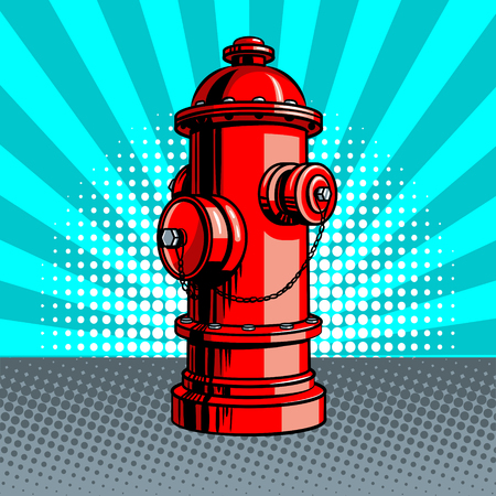 Red fire hydrant pop art style vector illustration. Comic book style imitationのイラスト素材